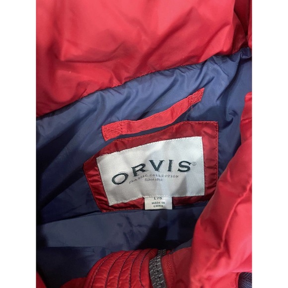 Orvis Men's Large Duck Down Fill Puffy Vest Red - Picture 4 of 7